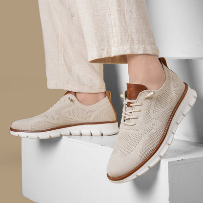 PasUrbain – Baskets Homme en Maille Confortable – Beige – Édition limitée